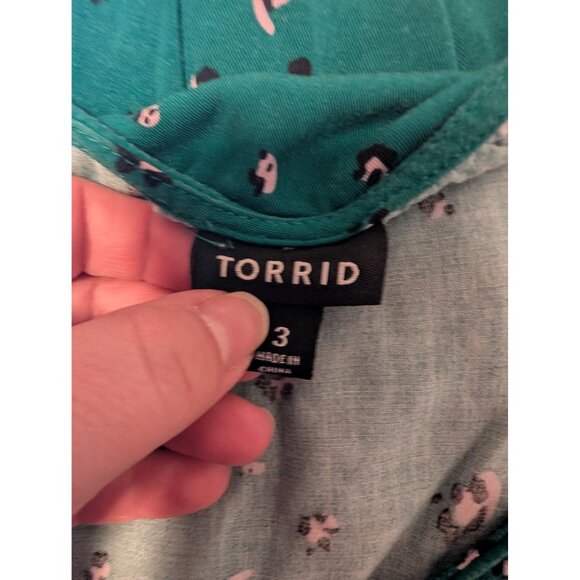 Torrid size 3XL Emerald Green Leopard Corset Back Blouse - Picture 3 of 4